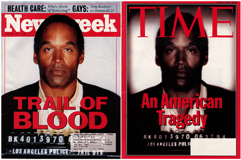 In 1994 Time and Newsweek used the same image of O.J. Simpson as the cover image. It's clear that Time magazine intentionally manipulated the image.