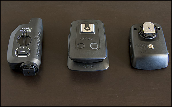 The PocketWizard Plus X transceiver (sold as a single unit) and the Cactus V5 Duo (2 transceivers)